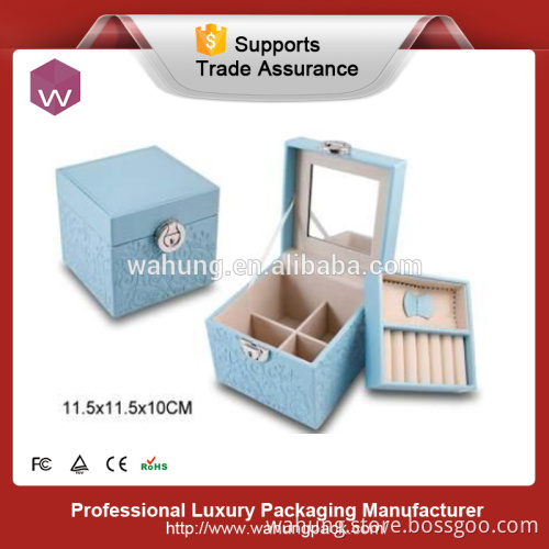 square leather jewerly box, cases for leather jewels(WH-3156)